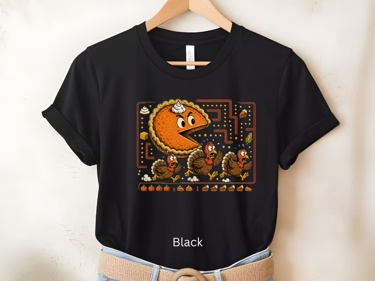 Funny Thanksgiving Fall Pie Chasing Short Sleeve T-shirt