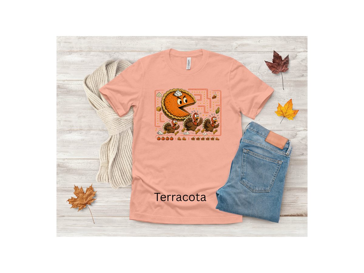 Funny Thanksgiving Fall Pie Chasing Short Sleeve T-shirt