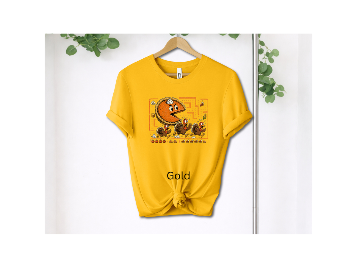 Funny Thanksgiving Fall Pie Chasing Short Sleeve T-shirt
