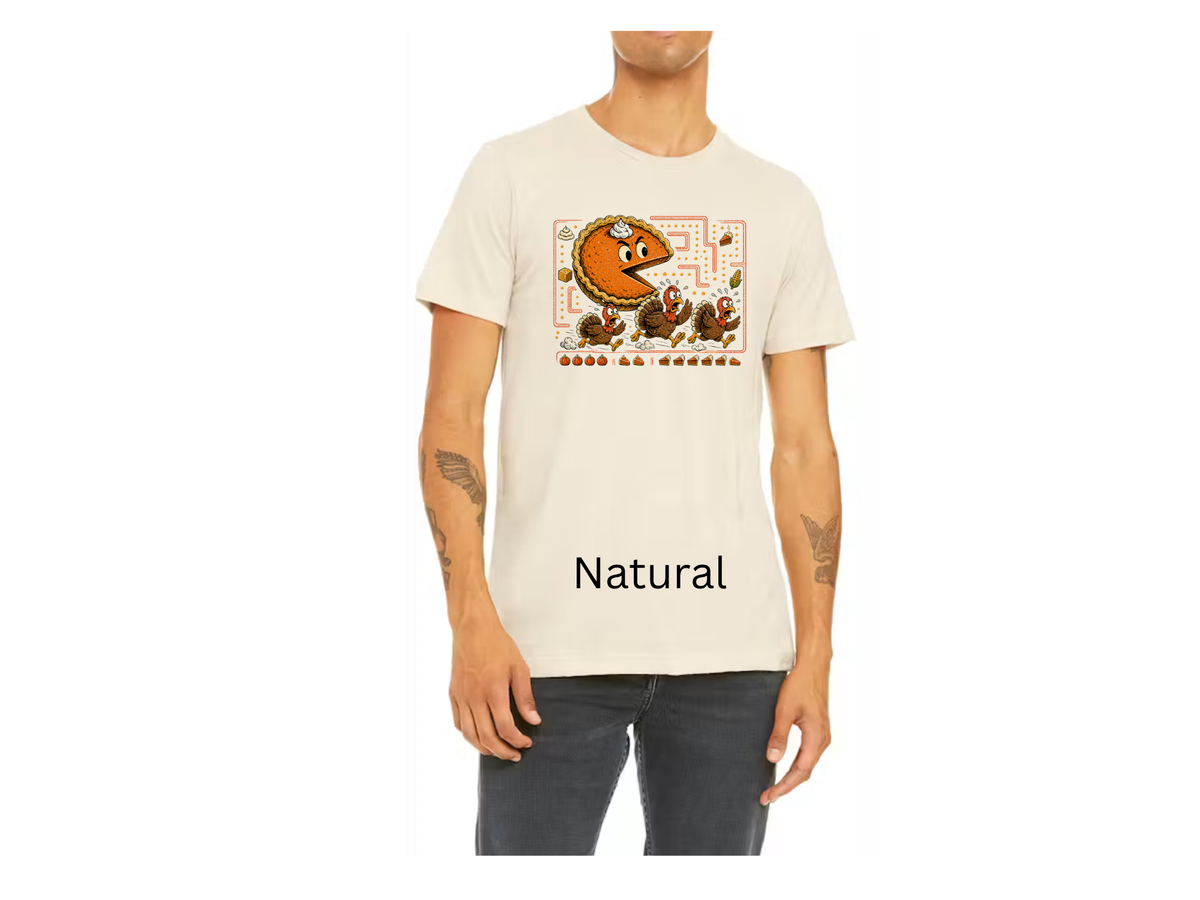 Funny Thanksgiving Fall Pie Chasing Short Sleeve T-shirt